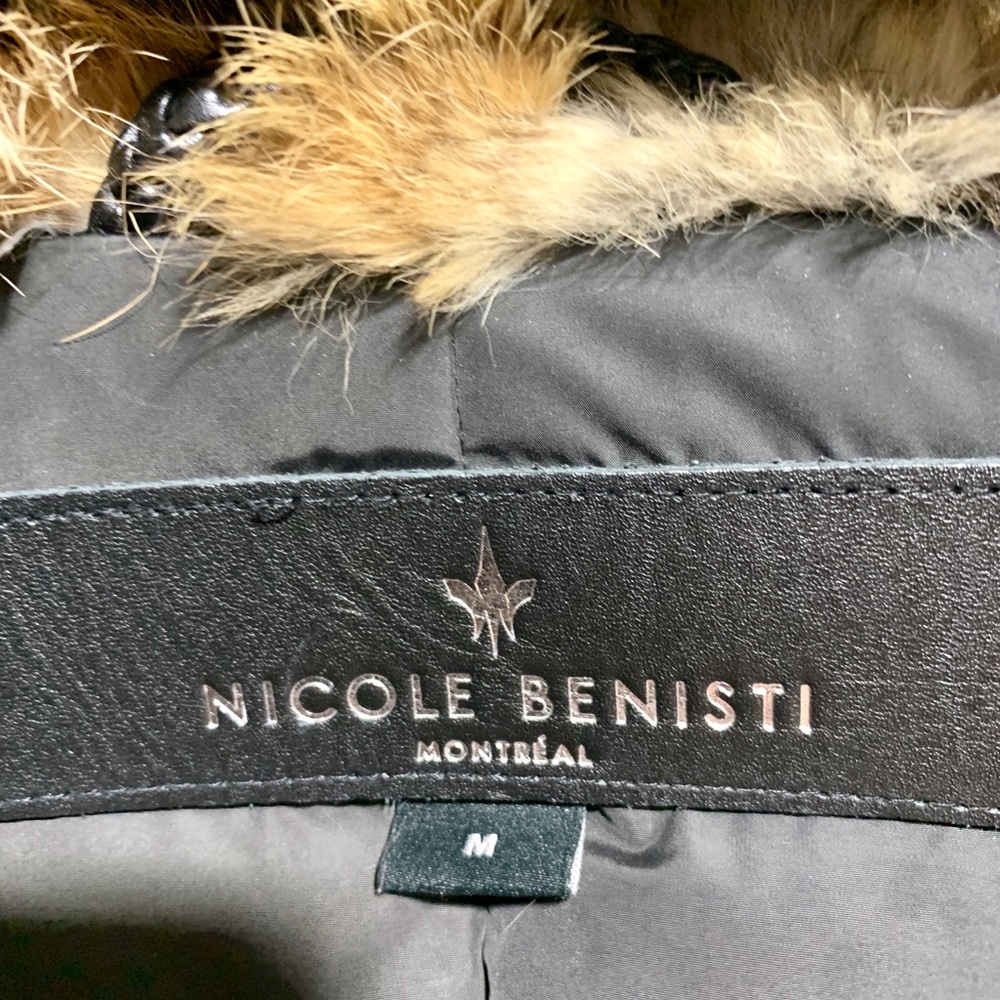 Exc Cond. Nicole Benisti Red Fur hood Olive Puffer luxury Coat szM (mid thigh) - Picture 7 of 8